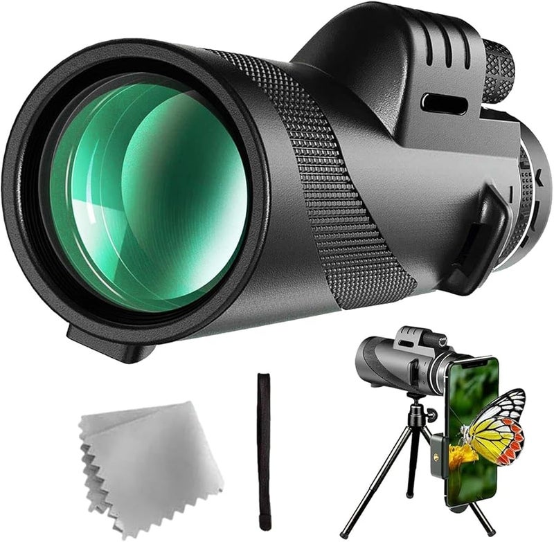 تلسكوب أحادي العين عالي الطاقة 80X100 متعدد الألوان للاستخدام الخارجي لمراقبة الطيور مع حامل الهاتف الذكي - Image 4