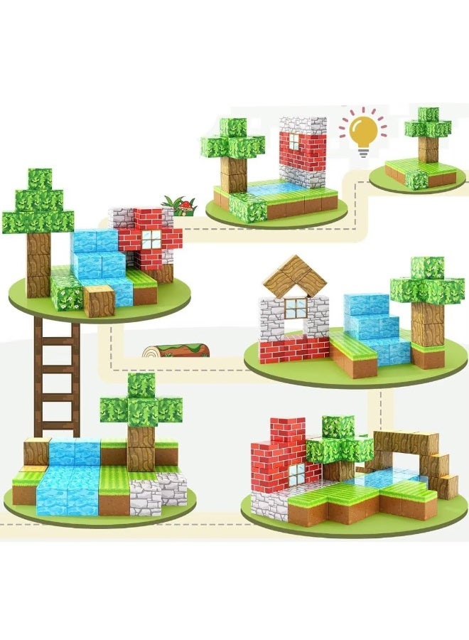 48pcs لعبة المغناطيسية كتل البناء - STEM لعبة تعليمية للأطفال ، آمنة ABS غير سامة DIY مجموعة البناء مع مغناطيسات قوية (أعمار 5-12) - Image 3