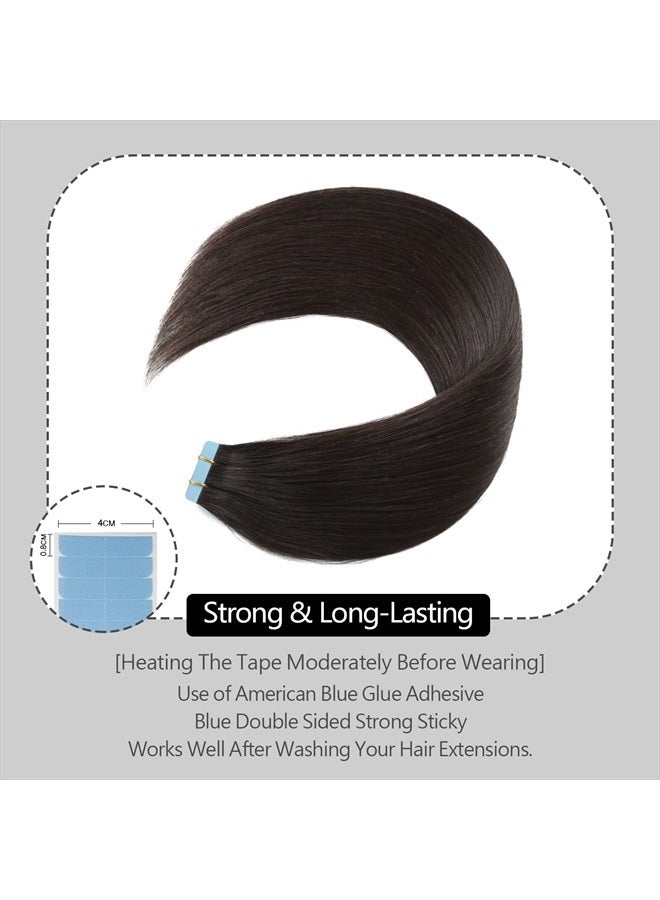 Sunya Tape in Hair Extensions 20 inches Silky Straight Remy Human Hair Seamless Skin Weft Tape in Human Hair Extensions 20 inches #1B Natural Black 50 Gram 20Pcs/Pack Thick Hair - Image 3