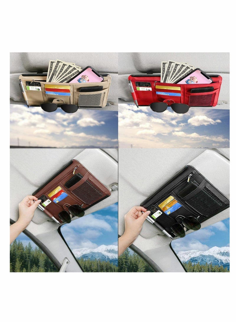 Excefore Car Interior Accessories Pocket Organizer, Car Sun Visor Organizer Auto Visor Pocket and Interior Accessories, Auto Glasses Ticket Documents Folder Mobile Phone Organizer with Hard Back - Image 5