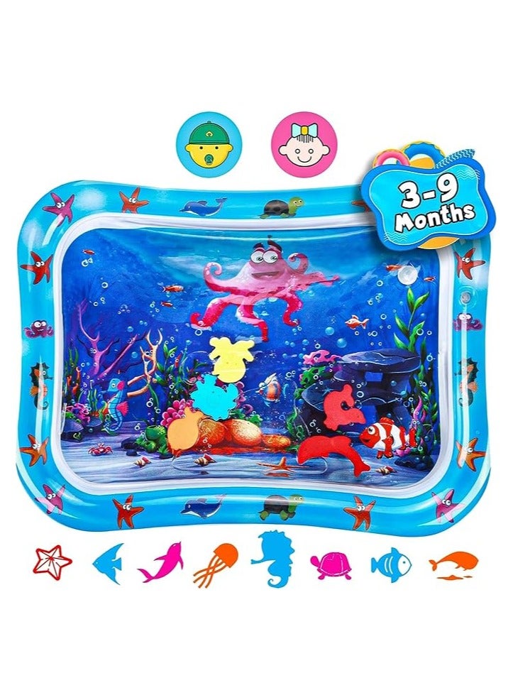 HASSM Water Mat for Baby, Inflatable, Infant and Toddler Baby Play Mat Sensory Toy for Early Development Activities, Age 3 to 9 Months (Blue, Jellyfish) - Image 2