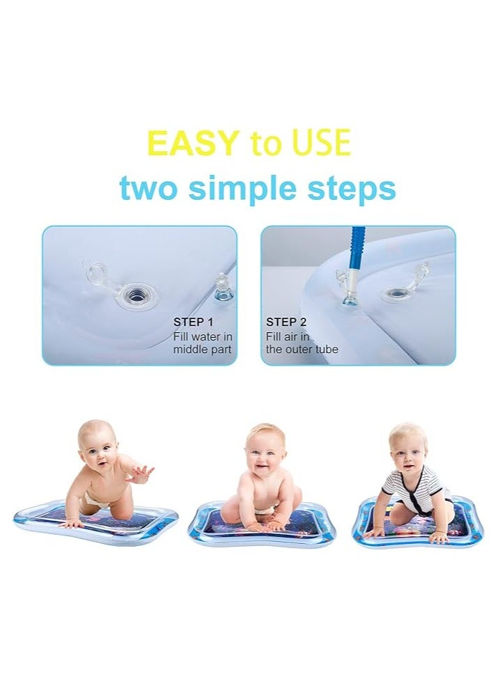 HASSM Water Mat for Baby, Inflatable, Infant and Toddler Baby Play Mat Sensory Toy for Early Development Activities, Age 3 to 9 Months (Blue, Jellyfish) - Image 4