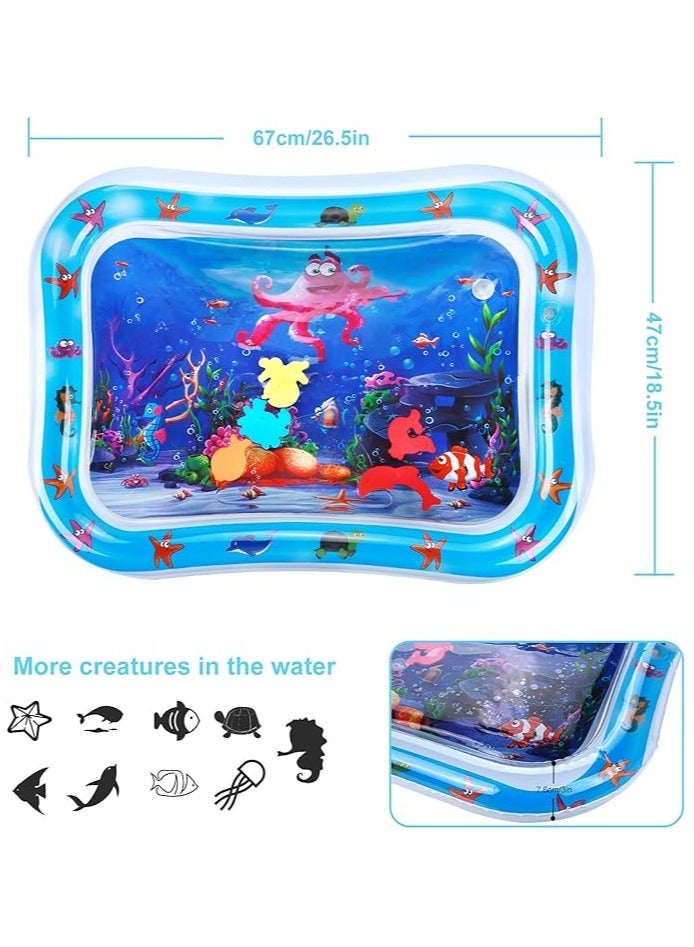 HASSM Water Mat for Baby, Inflatable, Infant and Toddler Baby Play Mat Sensory Toy for Early Development Activities, Age 3 to 9 Months (Blue, Jellyfish) - Image 3
