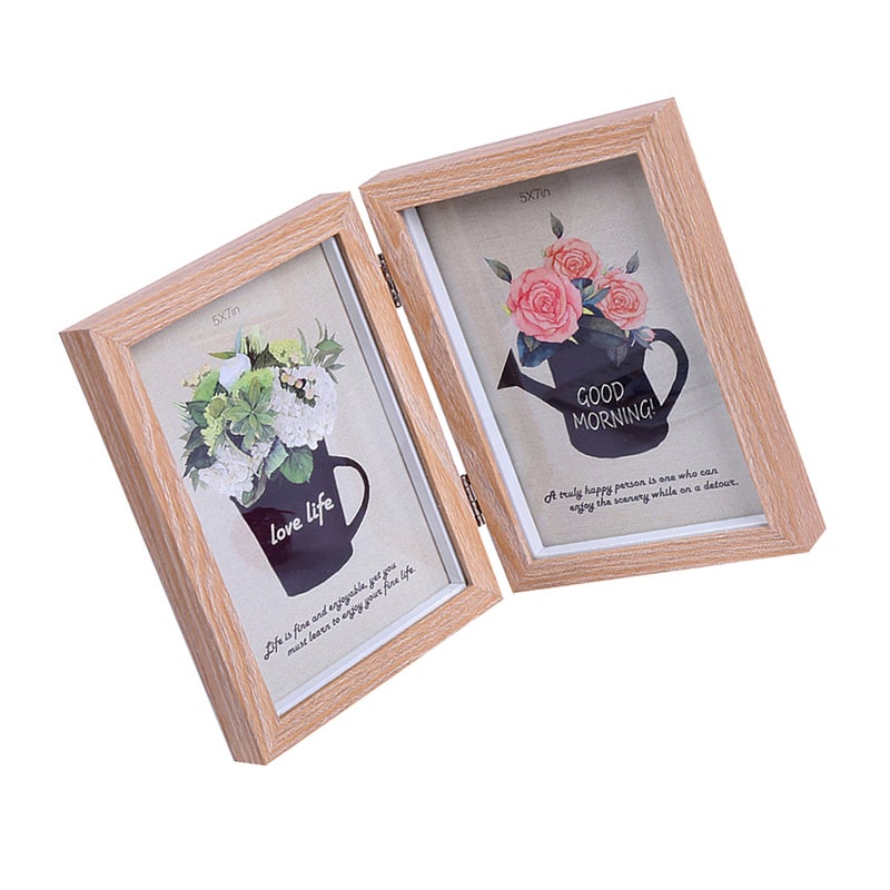 2pcs 4x6 Inch Fashion Simple Picture Frame Double Photo Frame (Yellow Wood Color) - Image 2