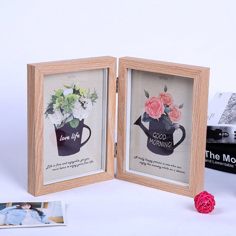 2pcs 4x6 Inch Fashion Simple Picture Frame Double Photo Frame (Yellow Wood Color) - Image 4