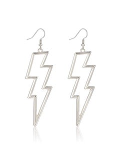 YAHPERN Lightning Bolt Drop Dangle Earrings For Woman Statement Flash Thunder Hook Earrings Punk Fashion Jewelry (Silver)  - Image 1