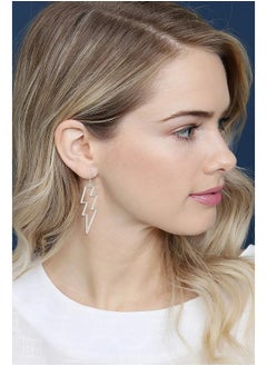 YAHPERN Lightning Bolt Drop Dangle Earrings For Woman Statement Flash Thunder Hook Earrings Punk Fashion Jewelry (Silver)  - Image 2