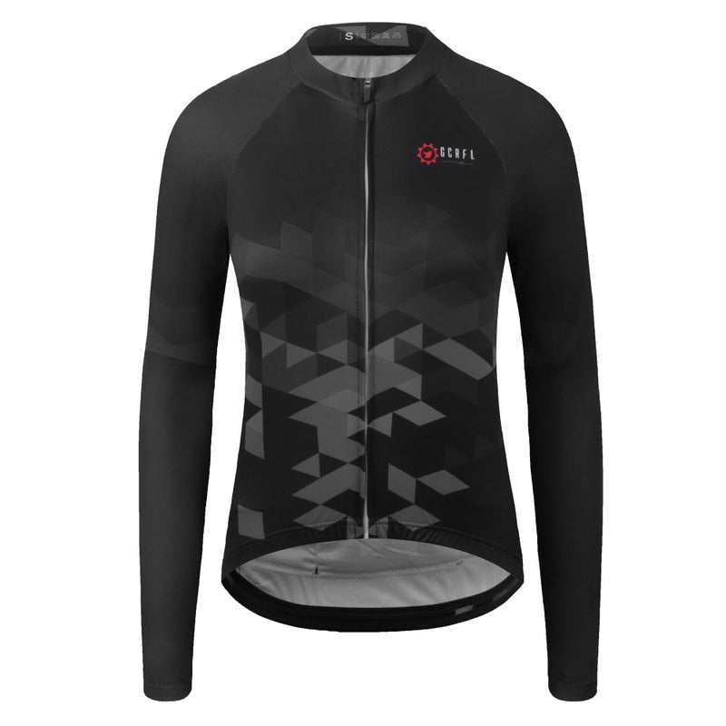GCRFL Womens Cycling Jersey Long Sleeve Biking Cycling Shirt with 31 Zipper Pocket Breathable Quick Dry Bicycle Jersey BlackGrey XLarge