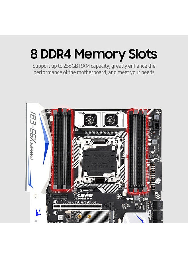 JINGSHA - X99-E8I Gaming Motherboard with 8 DDR4 Memory Slots 6 SATA3.0 Ports Support Intel Xeon E5 LGA2011-3 V3/V4 Series CPU - Image 1