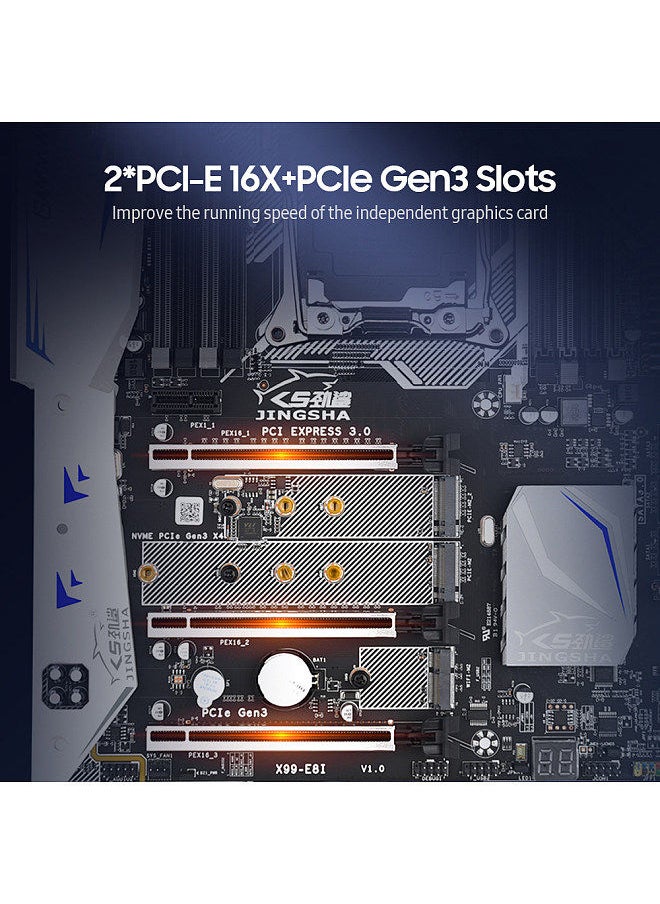 JINGSHA - X99-E8I Gaming Motherboard with 8 DDR4 Memory Slots 6 SATA3.0 Ports Support Intel Xeon E5 LGA2011-3 V3/V4 Series CPU - Image 1