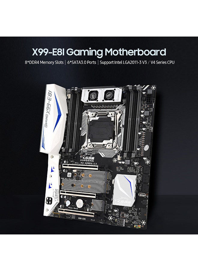 JINGSHA - X99-E8I Gaming Motherboard with 8 DDR4 Memory Slots 6 SATA3.0 Ports Support Intel Xeon E5 LGA2011-3 V3/V4 Series CPU - Image 1