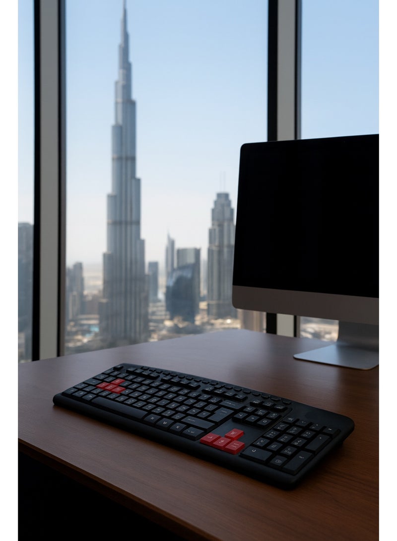 SMILE K.B 3506 Wired Keyboard with Ergonomic Design, Waterproof, 104 Keys, Fast Responsive USB, Suitable for Work and Gaming - Black - Image 3