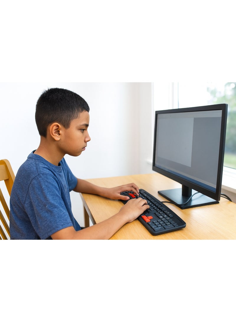 SMILE K.B 3506 Wired Keyboard with Ergonomic Design, Waterproof, 104 Keys, Fast Responsive USB, Suitable for Work and Gaming - Black - Image 4