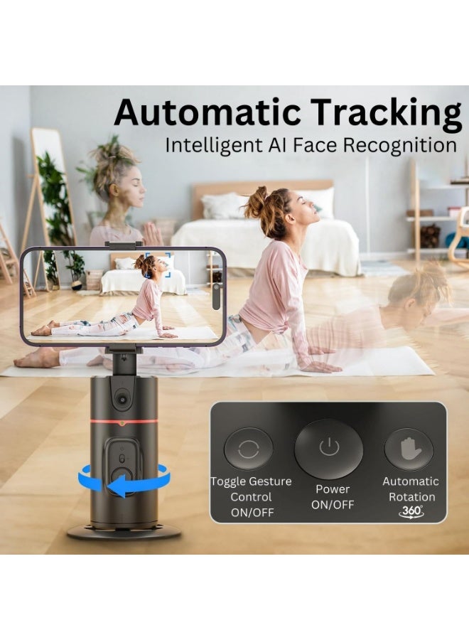 Gimbal Stabilizer AI Function 360 Rotation Auto Face Tracking Tripod, Extendable Mobile Phone Holder, AI Facial Recognition for Vlogging, Auto Tracker, Face Movement Tripod for Videography, Remote Control, No App Required, Smartphone Support for iPhone/Android - Image 2
