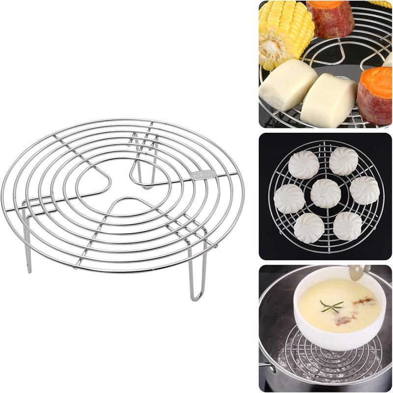 MDEOOSKY Round Steamer Rack and Cooling Rack,Stainless Steel Pot Trivet, Cooking Rack,Wire Steamer Kettle Rack Holder, Air Fryer Cooking Steamer Rack for Baking Canning Cooking Steaming, 7.9''X2.8'' - Image 4