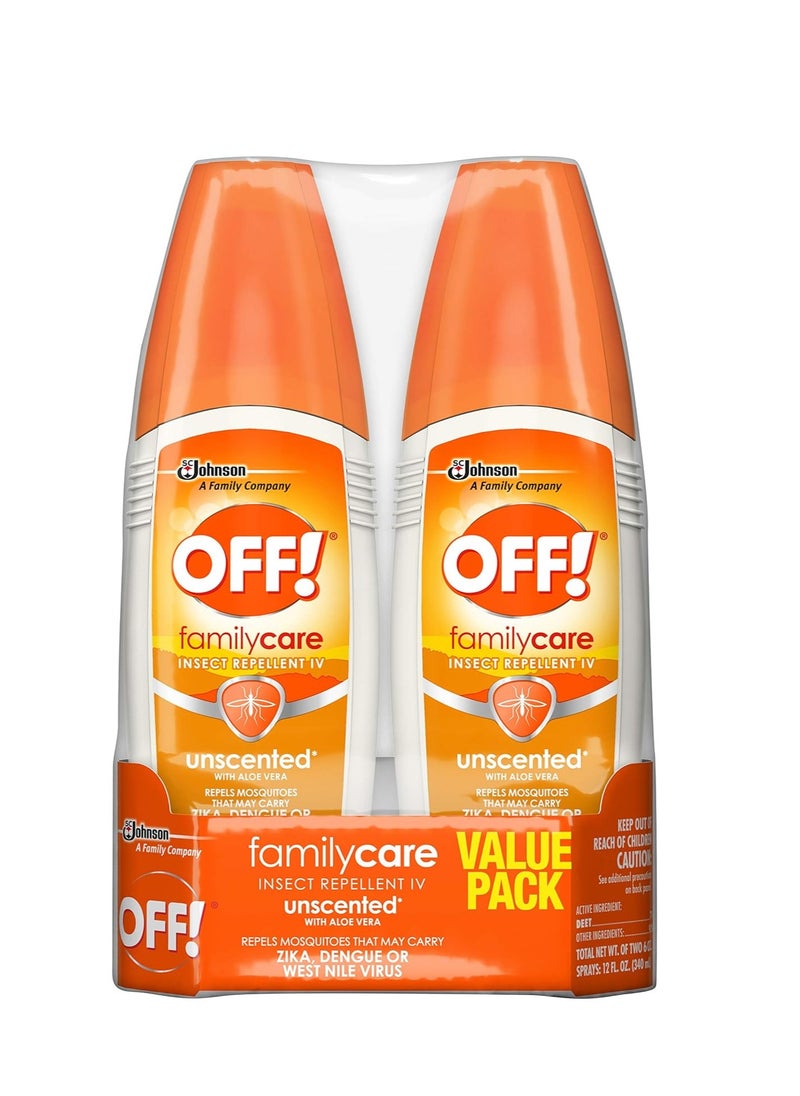 OFF! OFF! FamilyCare Insect & Mosquito Repellent Spritz, Unscented Bug spray with Aloe-Vera, 7% Deet, 6 oz (Pack of 2)  - Image 1