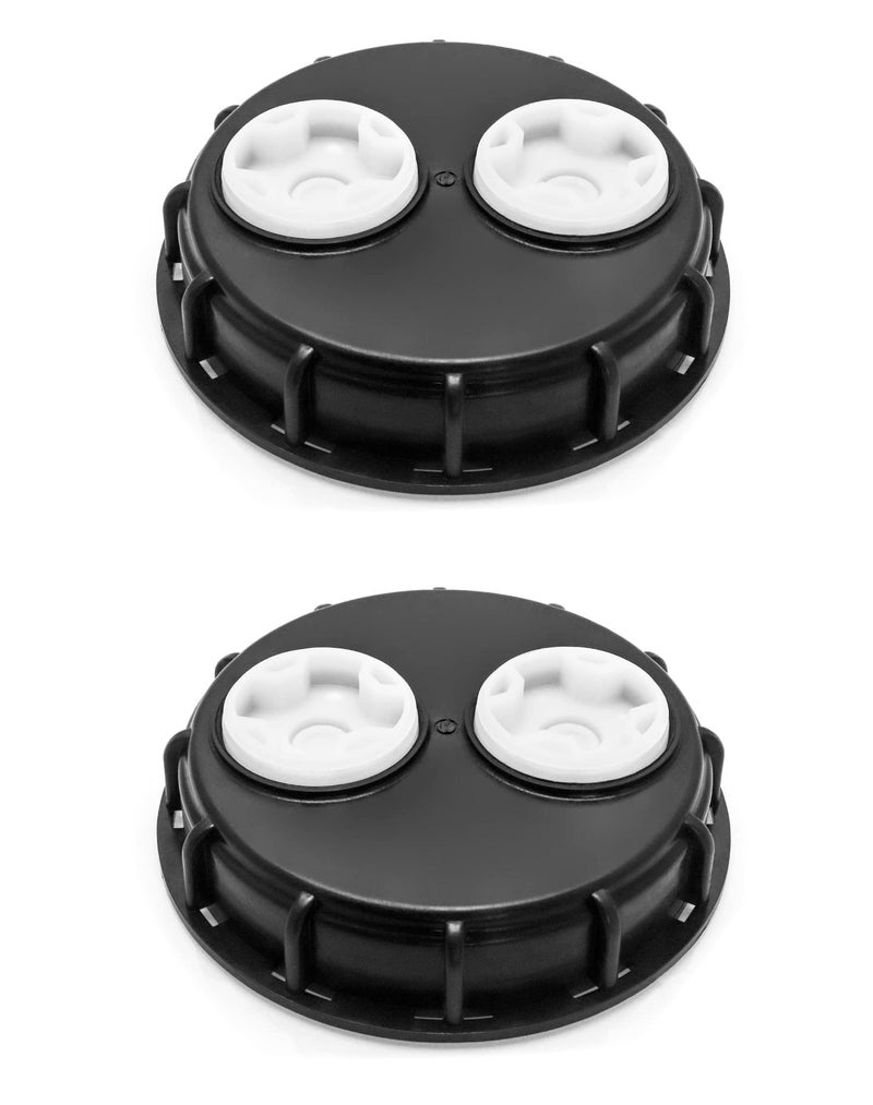 QWORK IBC Tote Lid Cover 65 IBC Tank Water Liquid Tank Cap with Double Vent Hole for Chemical Food Industries Storage 2 Pack