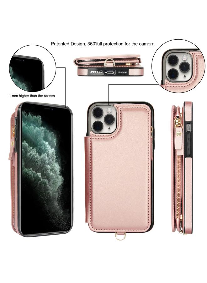 Zaboon Case For iPhone 11 Pro Double Flap Zipper RFID Leather Phone Case with Short Lanyard - Image 2