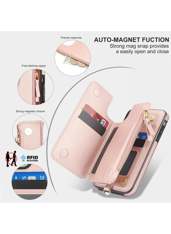 Zaboon Case For iPhone 11 Pro Double Flap Zipper RFID Leather Phone Case with Short Lanyard - Image 3