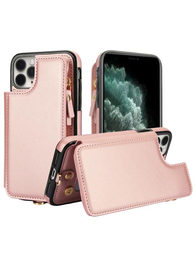 Zaboon Case For iPhone 11 Pro Double Flap Zipper RFID Leather Phone Case with Short Lanyard - Image 1