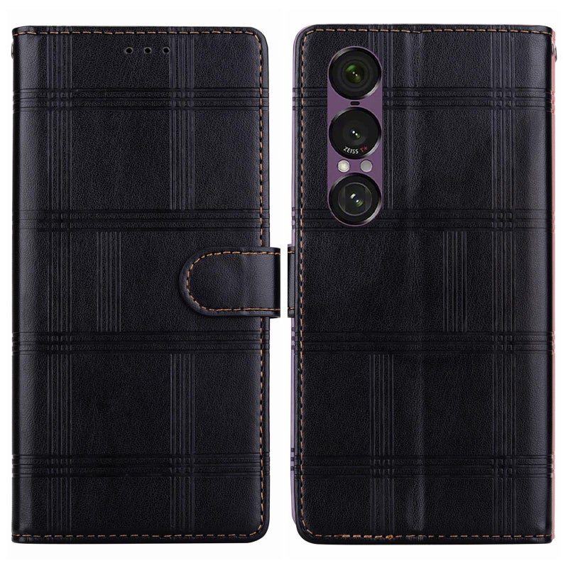 إيروريكس جراب هاتف Sony Xperia 1 VII من الجلد المنقوش (أسود) - Image 1