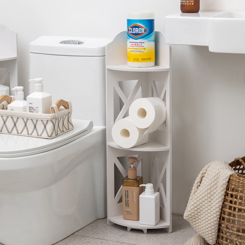 TuoxinEM TuoxinEM Corner Shelves for Bathroom Storage Waterproof Toilet Paper Holder Stand White 