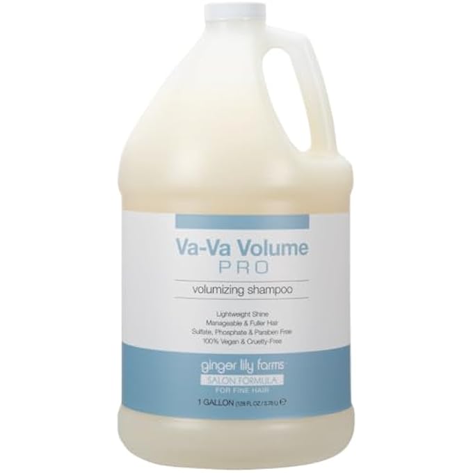 ginger lily farms SALON FORMULA VA-VA VOLUME PRO VOLUMIZING SHAMPOO FOR FINE HAIR, 100% VEGAN & CRUELTY-FREE, 1 GALLON (128 FL OZ) REFILL - Image 1