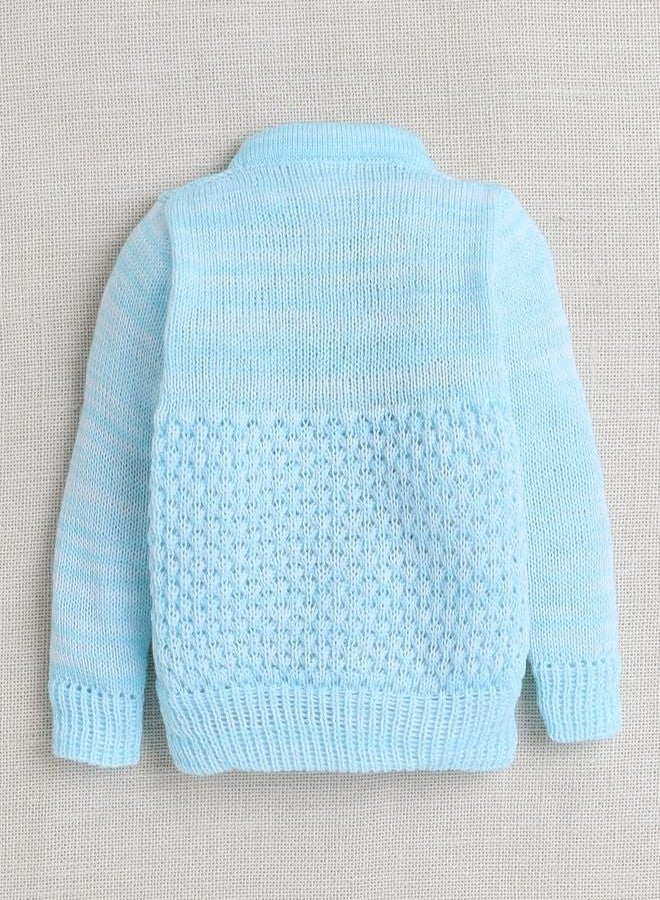 BUMZEE كنزة صوفية بأكمام طويلة للأولاد الصغار من BUMZEE باللون الأزرق الفاتح مع قبعة وجوارب، العمر من 3 إلى 6 أشهر (Peb10059C-abl) - Image 3