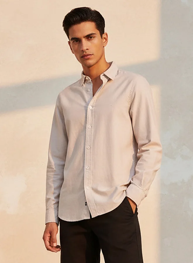 Splash FAV Men Slim Fit Button-Down Collar Long Sleeve Shirt