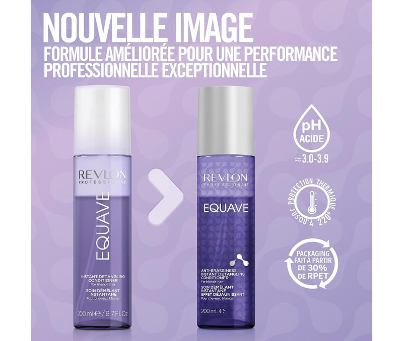 REVLON PROFESSIONAL Equave Anti-Brassiness Instant Detangling Conditioner, 200 ml, Detangling Leave in Spray Conditioner for Blonde, White & Bleached Hair, 2-Phase Hair Care with Heat Protection - Image 4