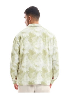 Beyoung White and Light Olive Shacket-Fit Shirt for Men  - Image 5