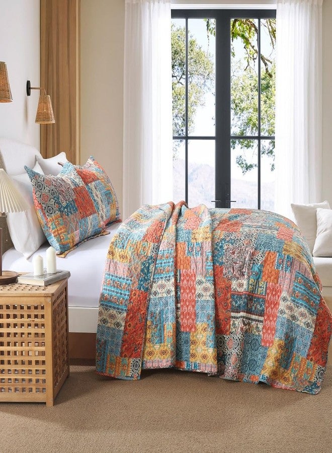 VISIMISI Cotton Bedspread Quilt Sets Reversible Coverlet Sets Comforters Vintage Bohemian Patchwork Bedspread,Orange,Queen Size - Image 2