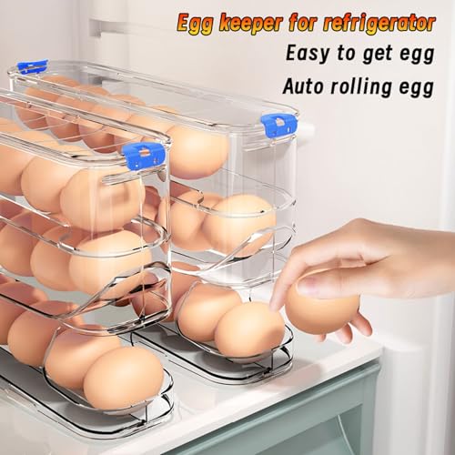 MEUPMEOP Egg Container for Refrigerator Clear Stackable Egg Holder for Kitchen Storage and Organization (Dark Brown, 3 Tier) - Image 2