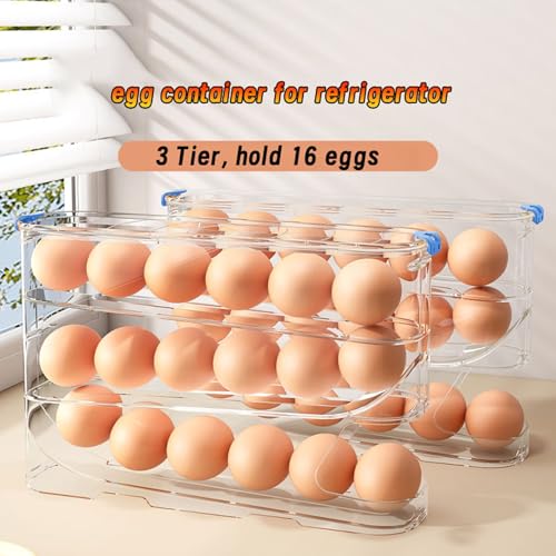 MEUPMEOP Egg Container for Refrigerator Clear Stackable Egg Holder for Kitchen Storage and Organization (Dark Brown, 3 Tier) - Image 5