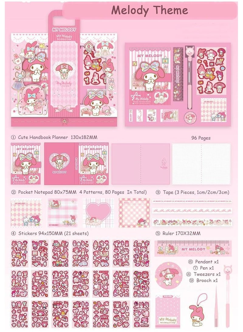 General Melody Stationery Set - Booklet Planner, Pocket Notepad, Tape, Ruler, Pen and Stickers - Perfect Birthday Gift for Girls aged 4-12, Ideal Back to School Gift for Kids!  - Image 3