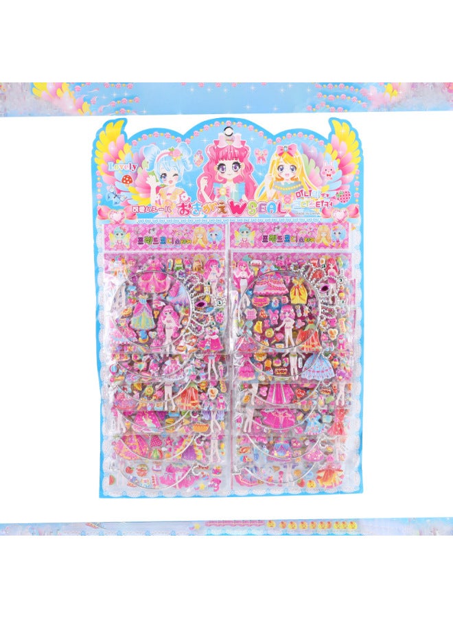 Children's Stickers Princess Dressing Stickers With Bracelet Crown Cane Children's Educational Stickers Beautiful Girl Dressing Stickers Stickers-Specifications:12 Princess Dressing Stickers (with Crown)  - Image 1