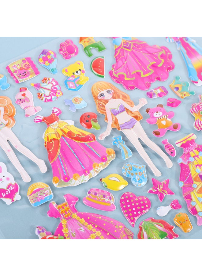 Children's Stickers Princess Dressing Stickers With Bracelet Crown Cane Children's Educational Stickers Beautiful Girl Dressing Stickers Stickers-Specifications:12 Princess Dressing Stickers (with Crown)  - Image 4