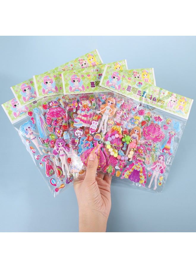Children's Stickers Princess Dressing Stickers With Bracelet Crown Cane Children's Educational Stickers Beautiful Girl Dressing Stickers Stickers-Specifications:12 Princess Dressing Stickers (with Crown)  - Image 3