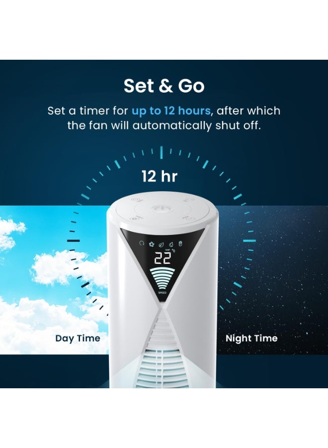 برو_بريز مروحة برجية صامتة من Pro Breeze (مستوى ضوضاء 20 ديسيبل) مع جهاز تحكم عن بُعد، ومحرك قوي وموفر للطاقة (45 واط)، و4 أوضاع تشغيل، ومؤقت لمدة 12 ساعة، وتصميم كبير بدون شفرات (ارتفاع 46 بوصة)، ووضع نوم متطور، وشاشة عرض أمامية، وخاصية التذبذب بزاوية 70 درجة. - Image 4