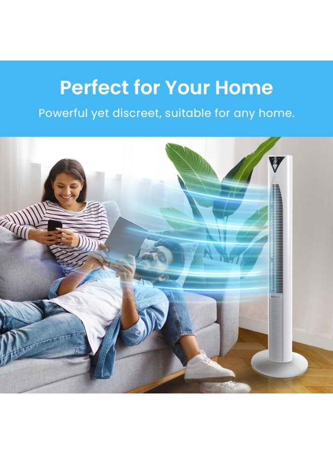 برو_بريز مروحة برجية صامتة من Pro Breeze (مستوى ضوضاء 20 ديسيبل) مع جهاز تحكم عن بُعد، ومحرك قوي وموفر للطاقة (45 واط)، و4 أوضاع تشغيل، ومؤقت لمدة 12 ساعة، وتصميم كبير بدون شفرات (ارتفاع 46 بوصة)، ووضع نوم متطور، وشاشة عرض أمامية، وخاصية التذبذب بزاوية 70 درجة. - Image 2