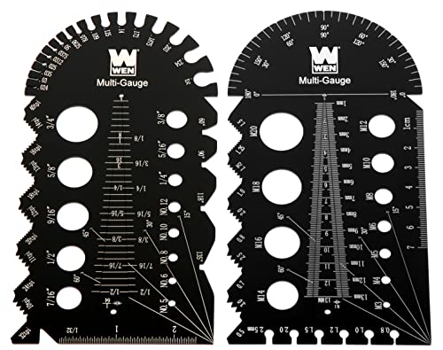 WEN ME210G Metric and Imperial Metal Thread Pitch Multi-Gauge with Carrying Case, Two Pack, Black - Image 1