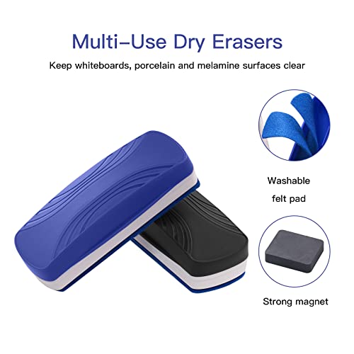 Ddaowanx Whiteboard Eraser, Magnetic Dry Erase Eraser, Glass Board Eraser,School and Office Supplies, Pack of 2 (Black) - Image 3