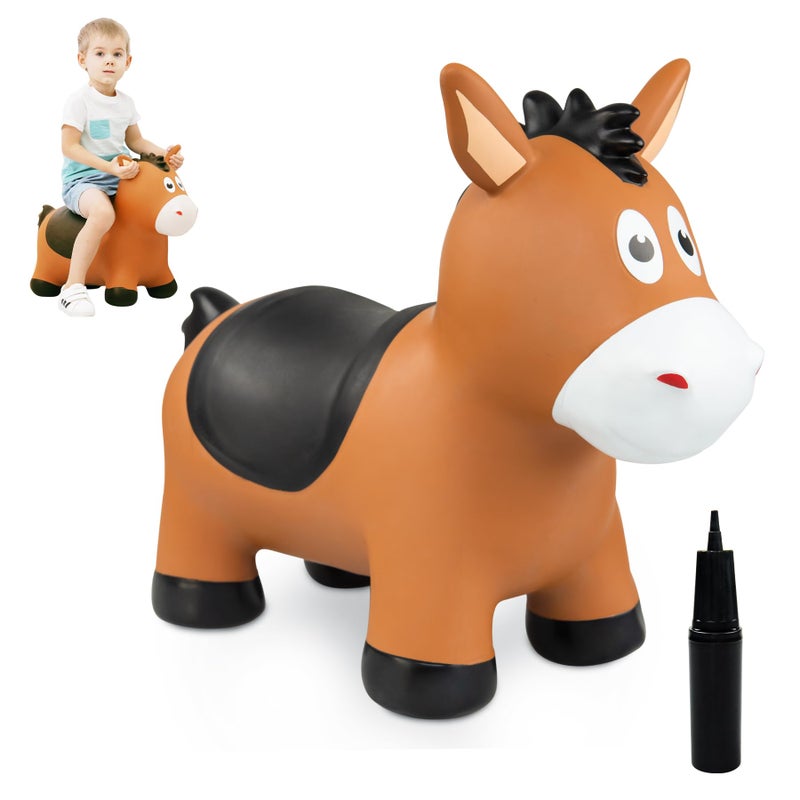 ZOOJOY Bouncy Horse Hopping Toys, Inflatable Animal Horse Toys for Toddlers, Outdoor Indoor Bounce and Ride On Bouncer for Boys Girls, Birthday Gifts for 18 Months 2 3 4 5 6 Year Old with Pump - Image 1