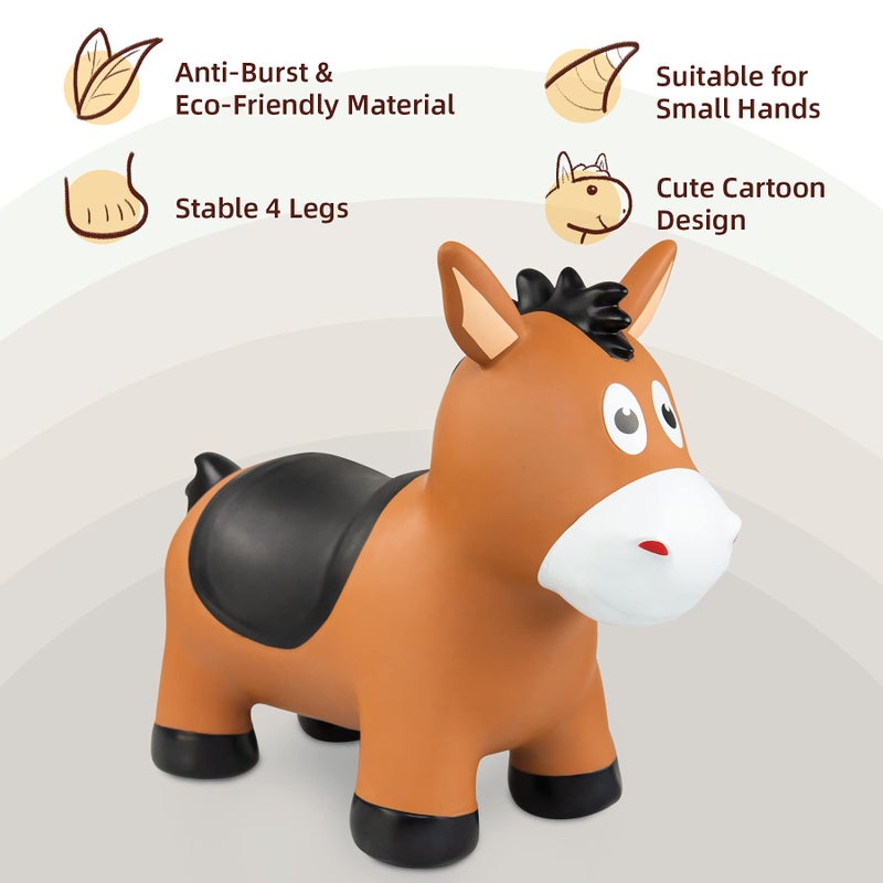 ZOOJOY Bouncy Horse Hopping Toys, Inflatable Animal Horse Toys for Toddlers, Outdoor Indoor Bounce and Ride On Bouncer for Boys Girls, Birthday Gifts for 18 Months 2 3 4 5 6 Year Old with Pump - Image 4