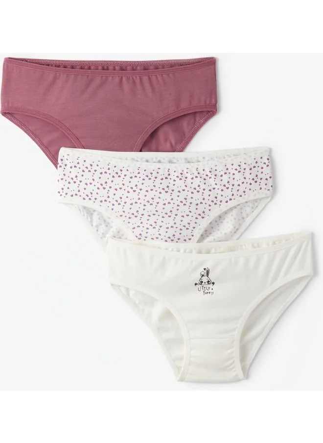 جون June Girl Heart Patterned 3-Pack Panties Multicolor - Ecru - Rose