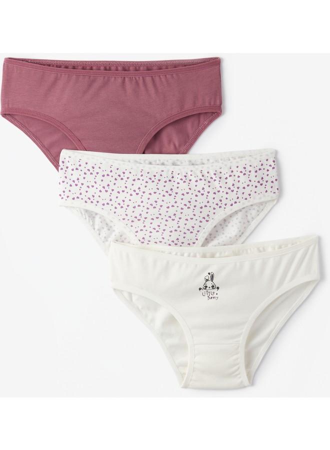 JUNE June Girl Heart Patterned 3-Pack Panties Multicolor - Ecru - Rose - Image 1