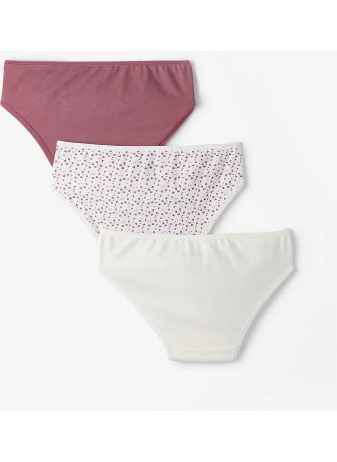 جون June Girl Heart Patterned 3-Pack Panties Multicolor - Ecru - Rose