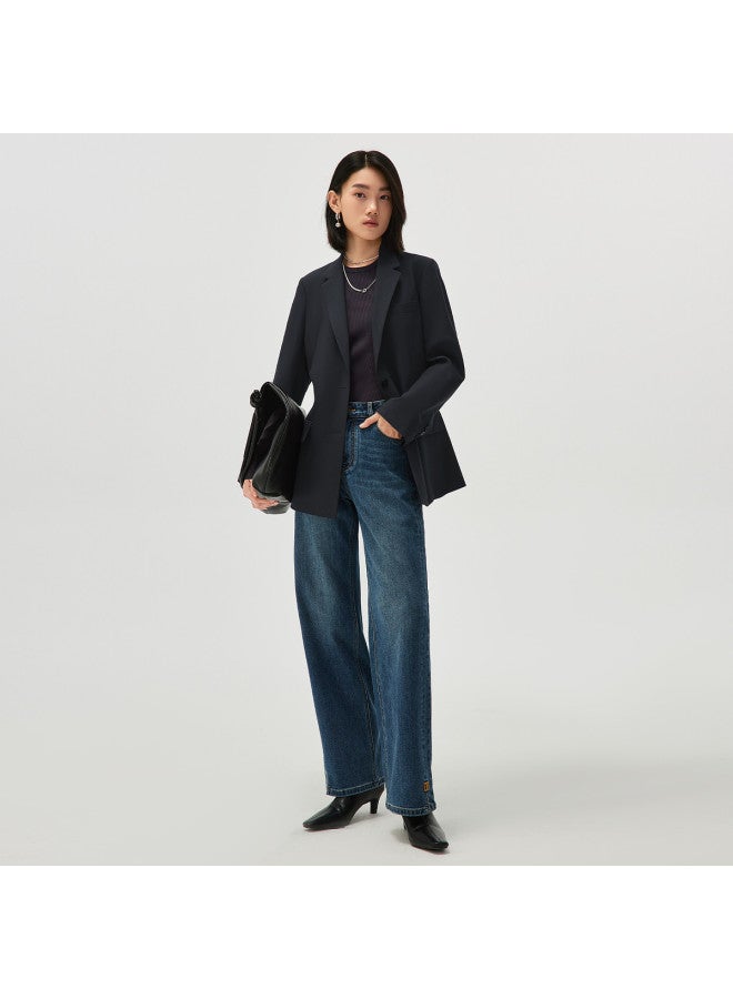 HLA بدلة نسائية احترافية بأناقة ربيعية وخريفية مع طية صدر مفصولة وزر واحد - Image 4