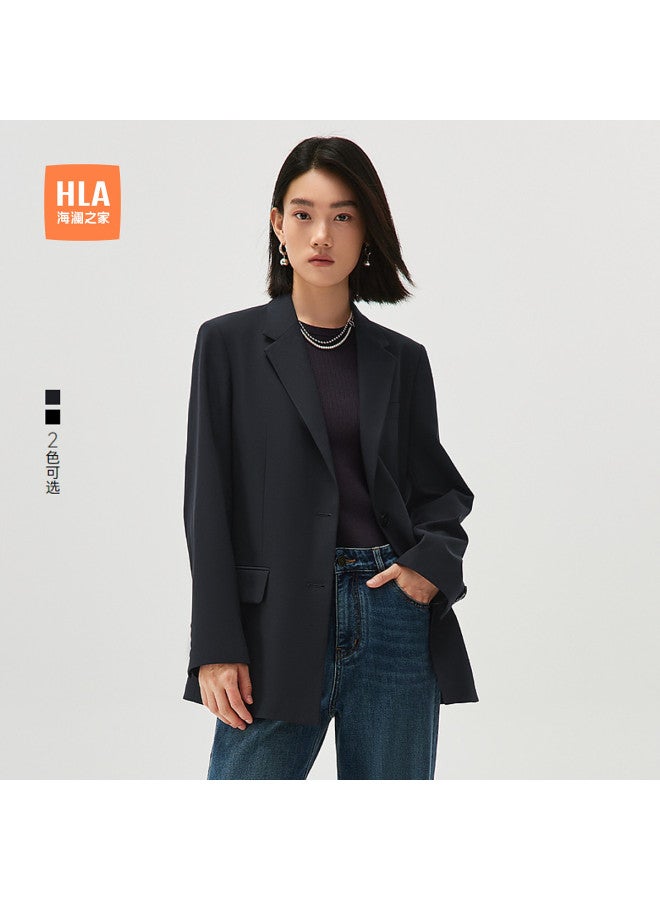 HLA بدلة نسائية احترافية بأناقة ربيعية وخريفية مع طية صدر مفصولة وزر واحد - Image 2