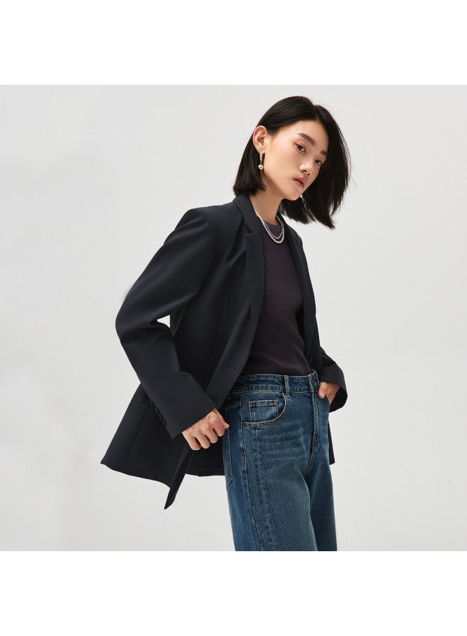 HLA بدلة نسائية احترافية بأناقة ربيعية وخريفية مع طية صدر مفصولة وزر واحد - Image 3